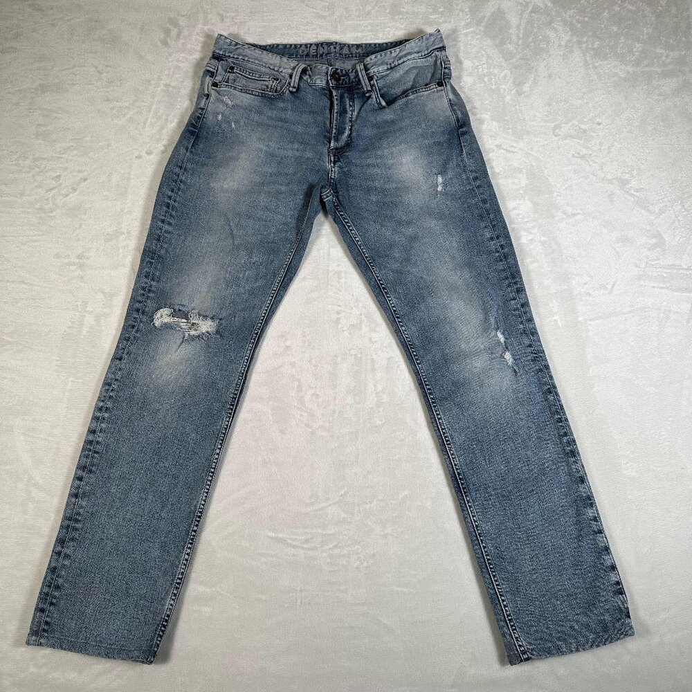 Denham Jeans Men Size W32 L29 Razor Slim Fit Fly Button Denim Straight Legs EUC